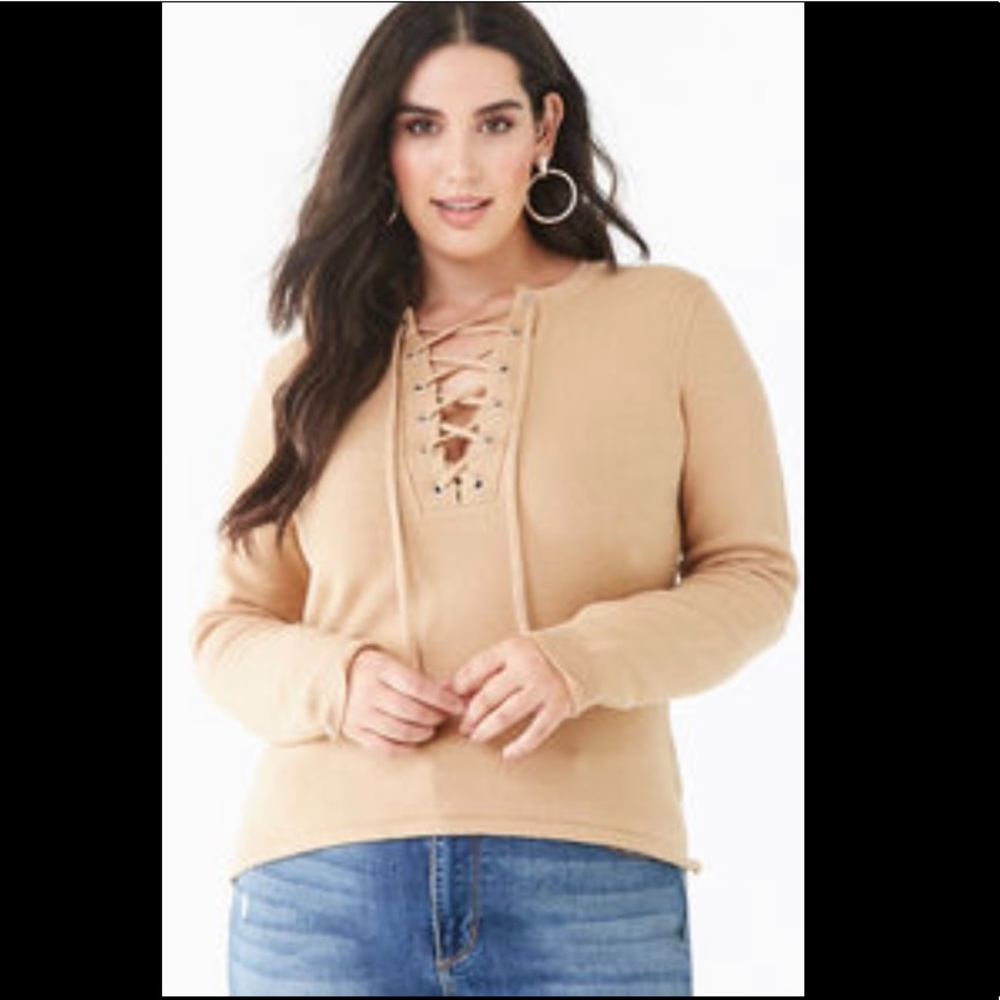 Forever 21 Grommet Lace-Up Sweater